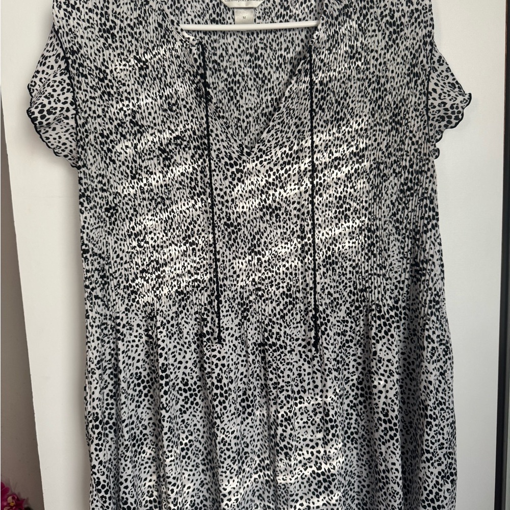 Christopher & Banks Black and White Patterned Blouse